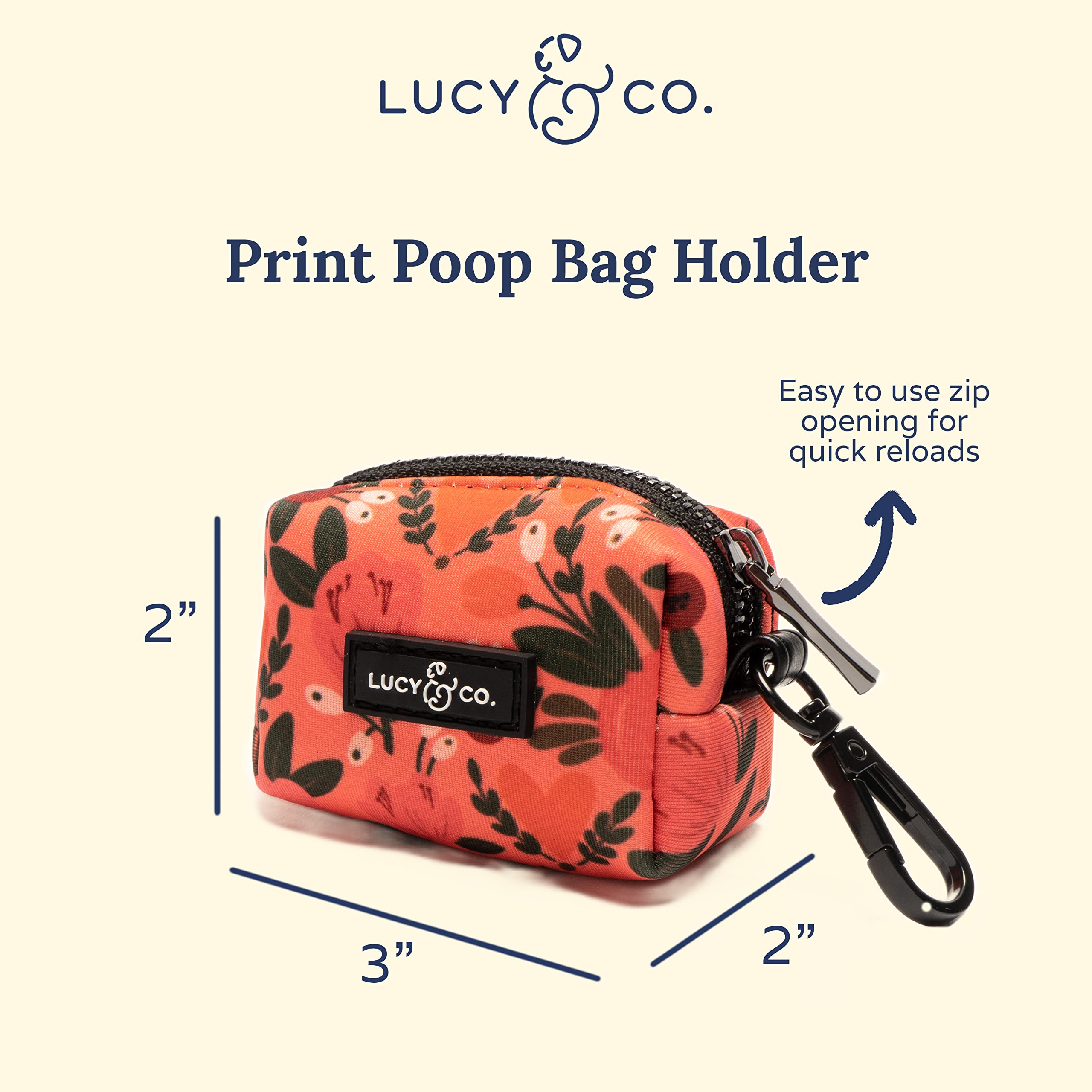 Lucy & Co. Posy Pink holder featuring a hidden dispenser for quick bag access.