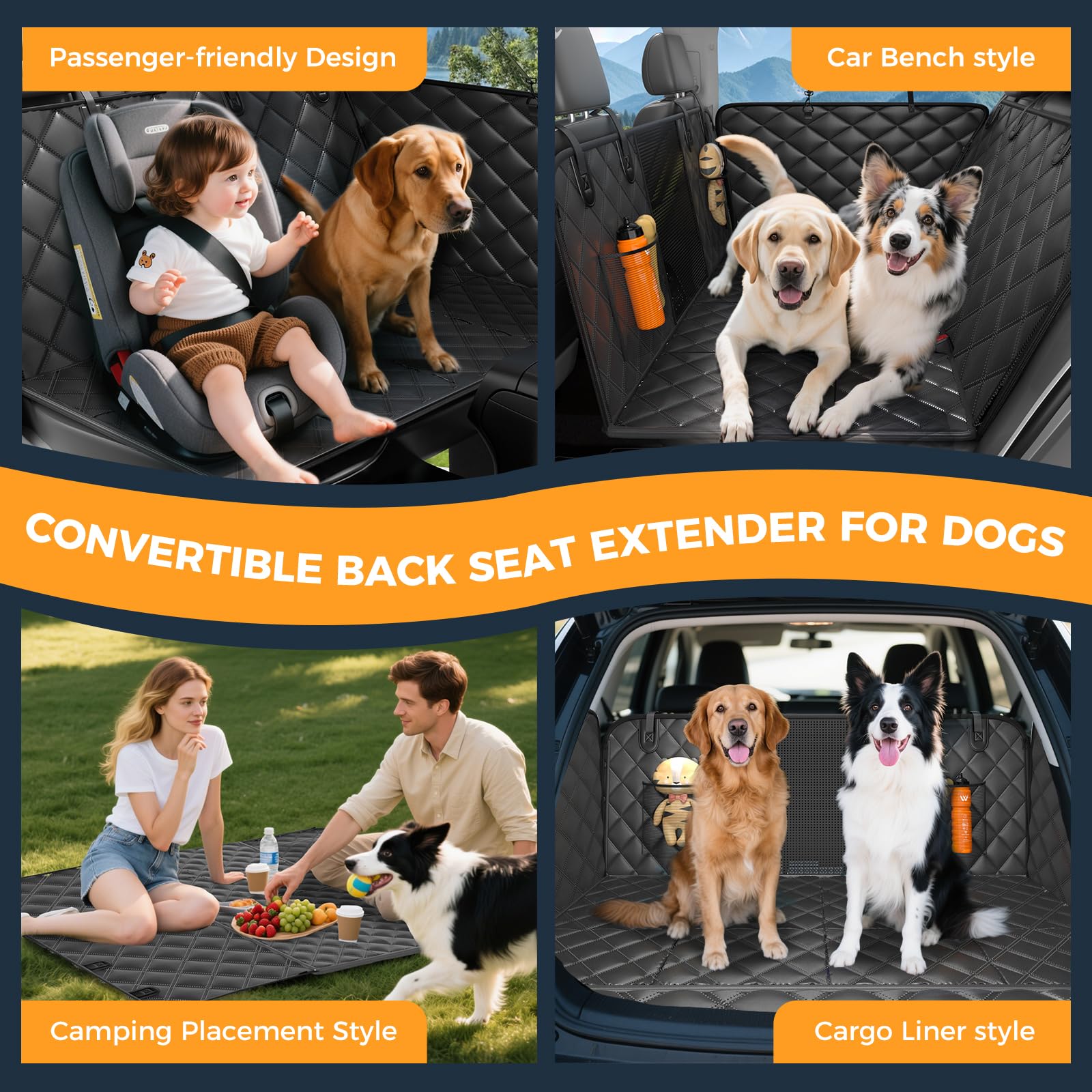 Lufebut easy-install dog seat cover captures quick buckling around headrests.