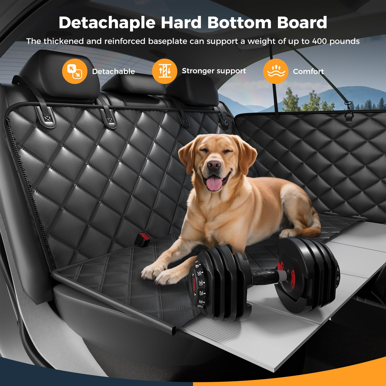 Lufebut waterproof dog seat cover keeps car interior dry after muddy adventures