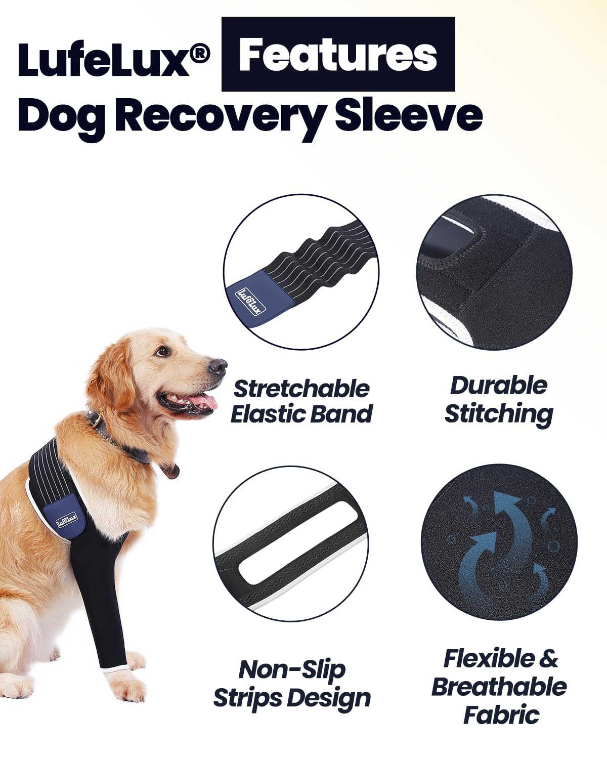 LufeLux breathable fabric highlights comfortable, dog-friendly design for calm recovery.