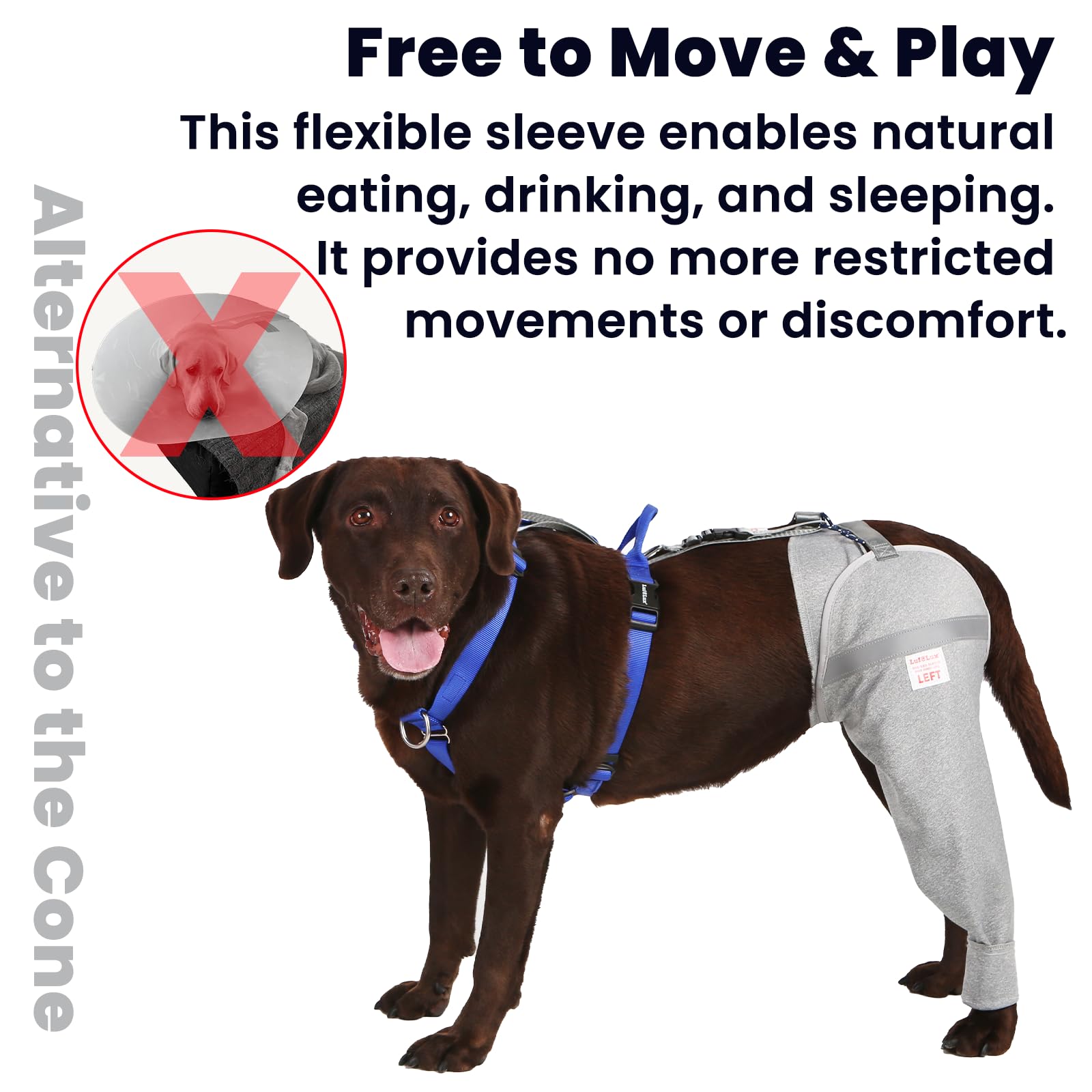 LufeLux grey X-Large sleeve ready for larger dogs and comfortable coverage.