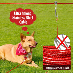 LUFFWELL 15ft dog tie-out cable close-up highlights secure tethering options