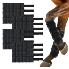 LUFFWELL horse ice leg wrap front view shows full-leg coverage and four-pack convenience.