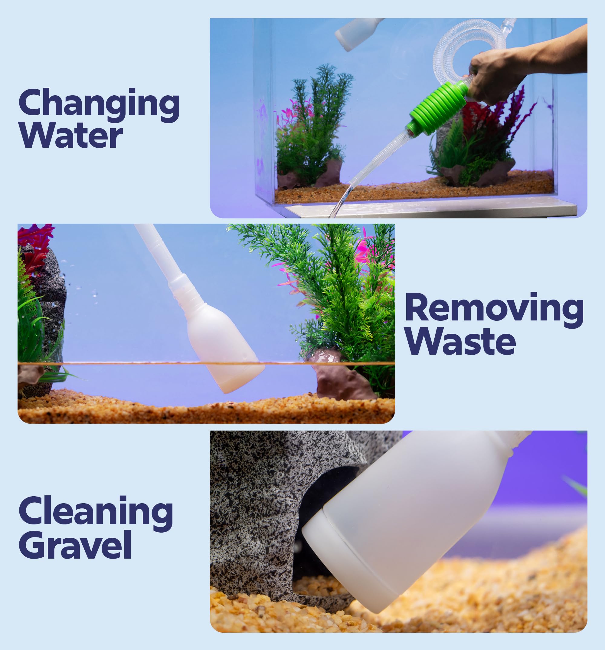 Safe filter on Luigi's Fish Tank Cleaner protects aquatic life