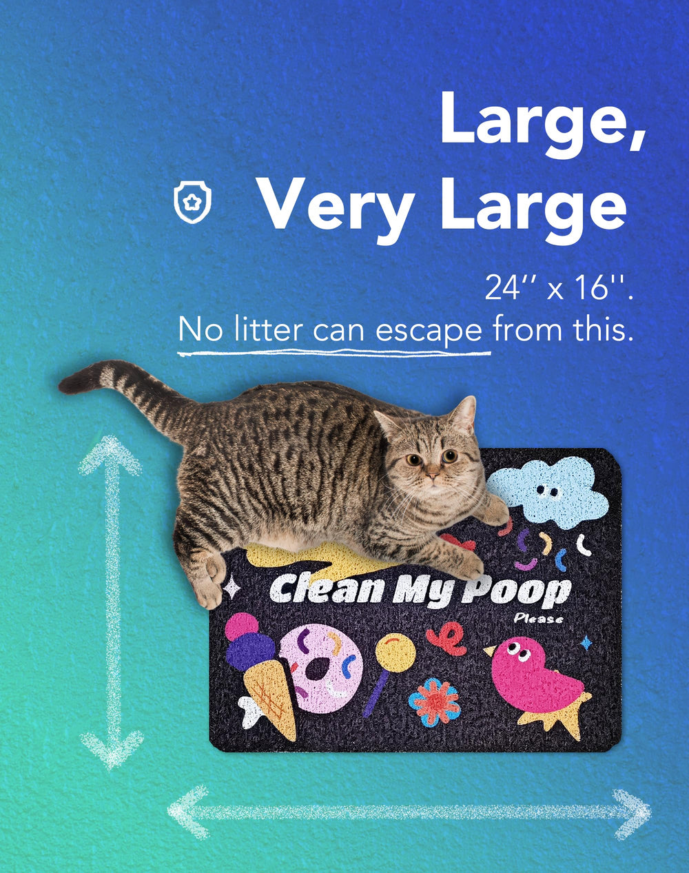 Lukamoo Cute Cat Litter Mat anti-slip back keeps the mat in place
