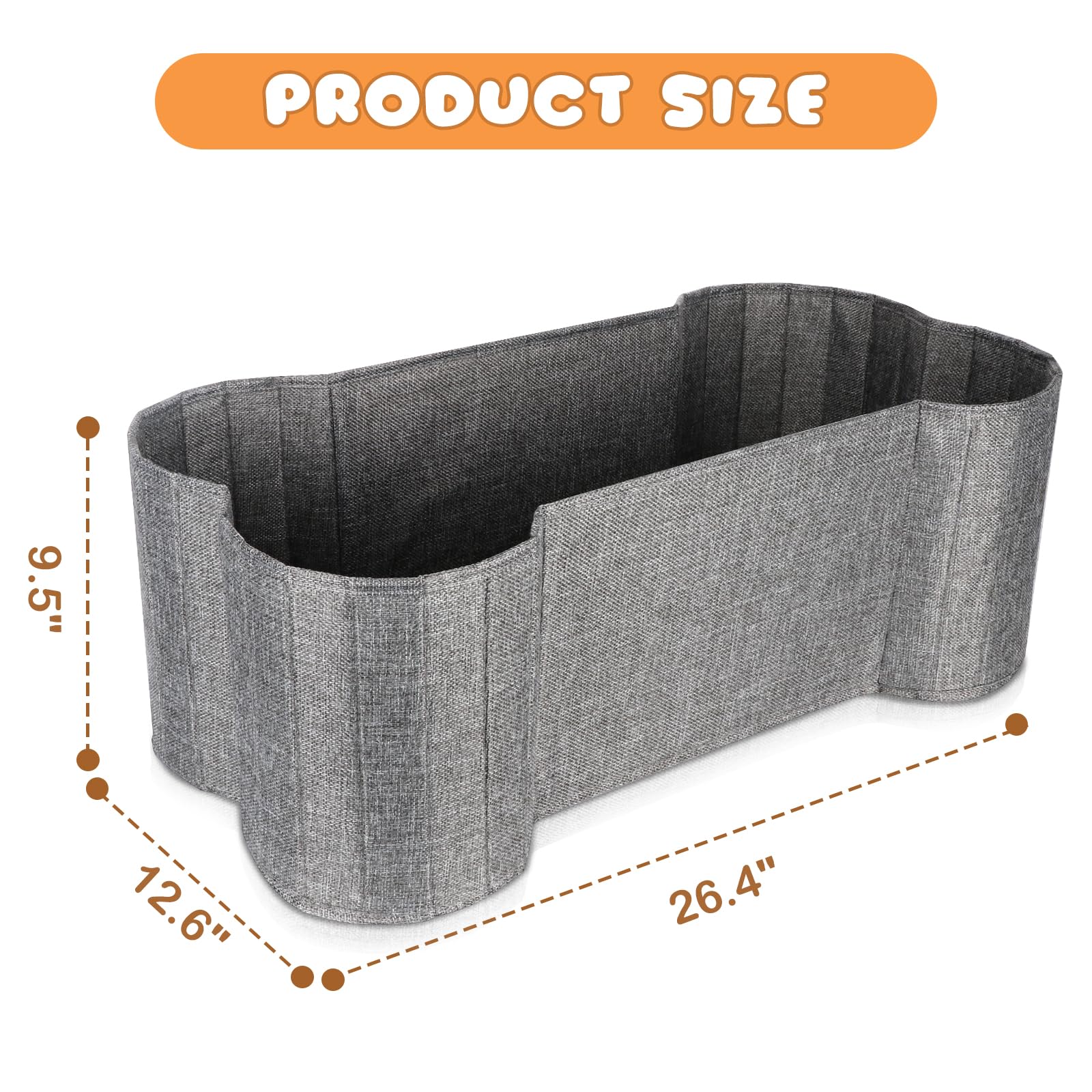 Lukeline grey dog toy basket in living room setup for tidy toy storage