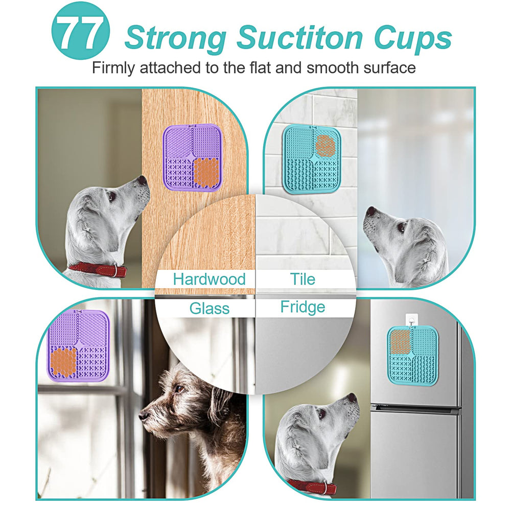 LUKITO lick mat closeup showing four textures for varied treats and slow feeding.