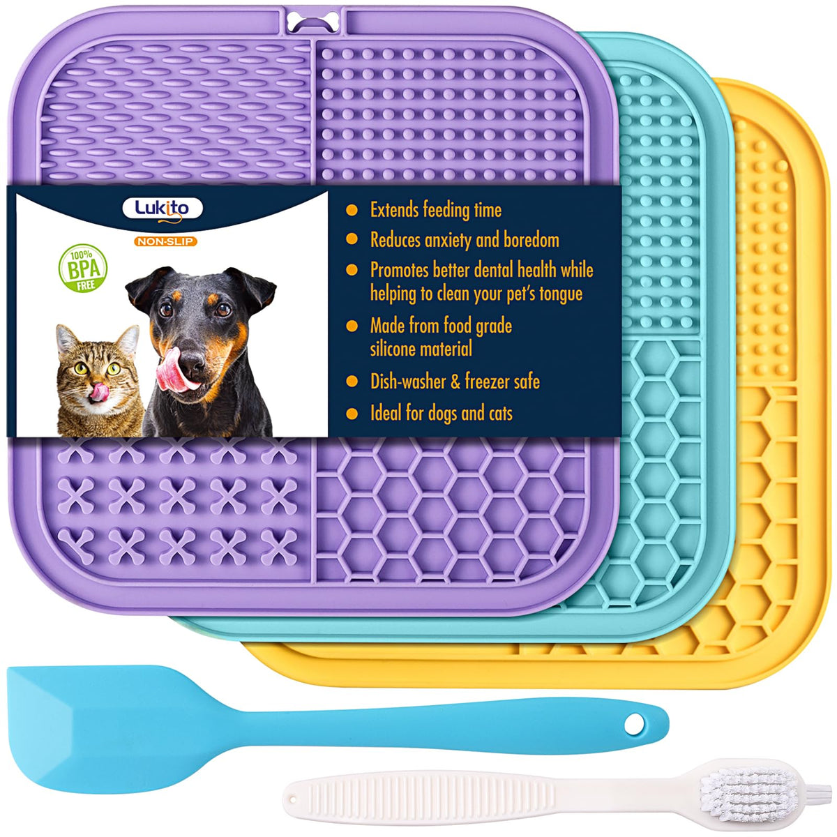 LUKITO lick mat textures highlight slow-feeding benefits for dogs and cats
