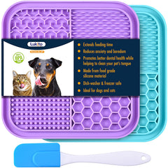 LUKITO licking mat with suction cups on wall provides secure placement during grooming.