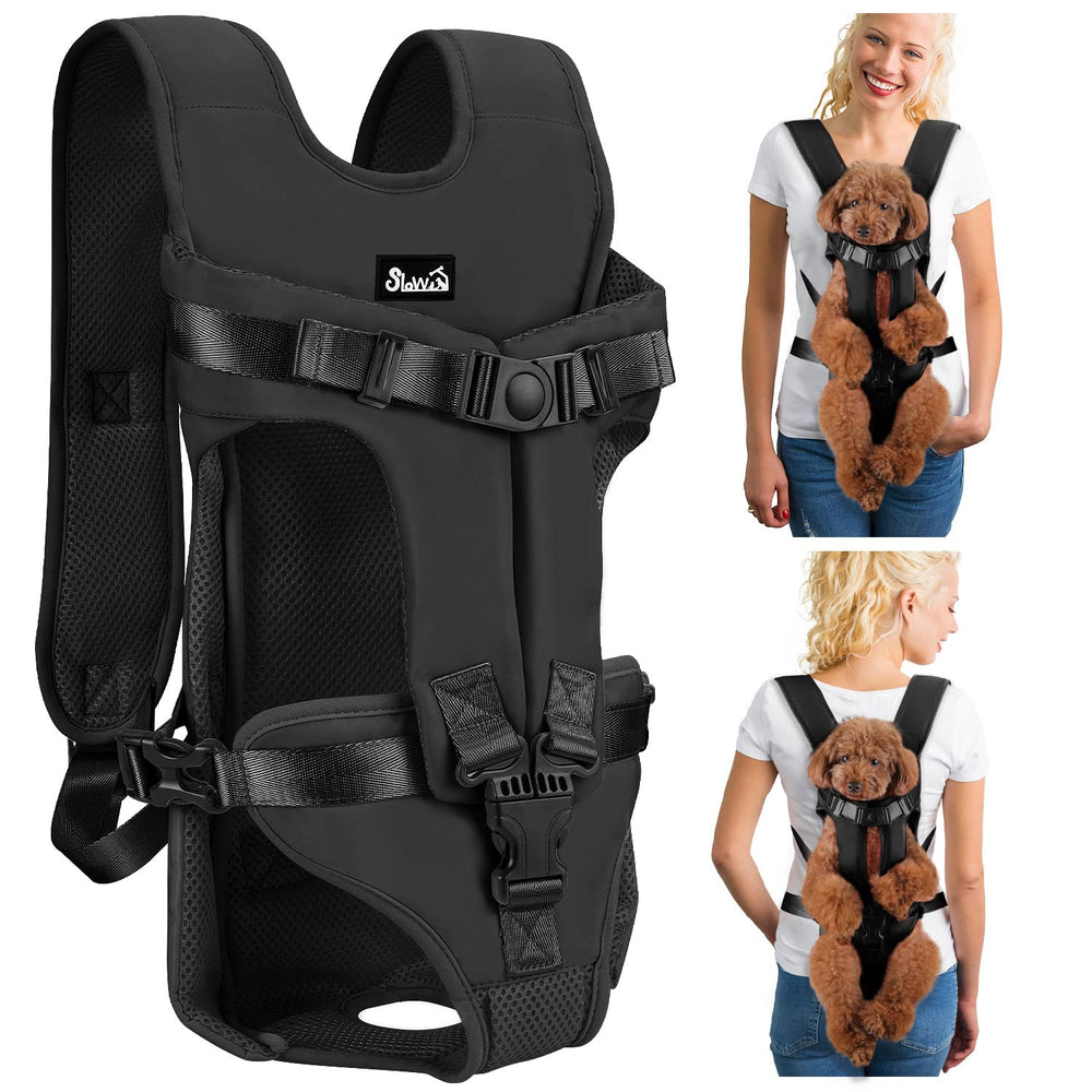 Lukovee dog backpack front view highlights a hands-free hiking-ready setup.