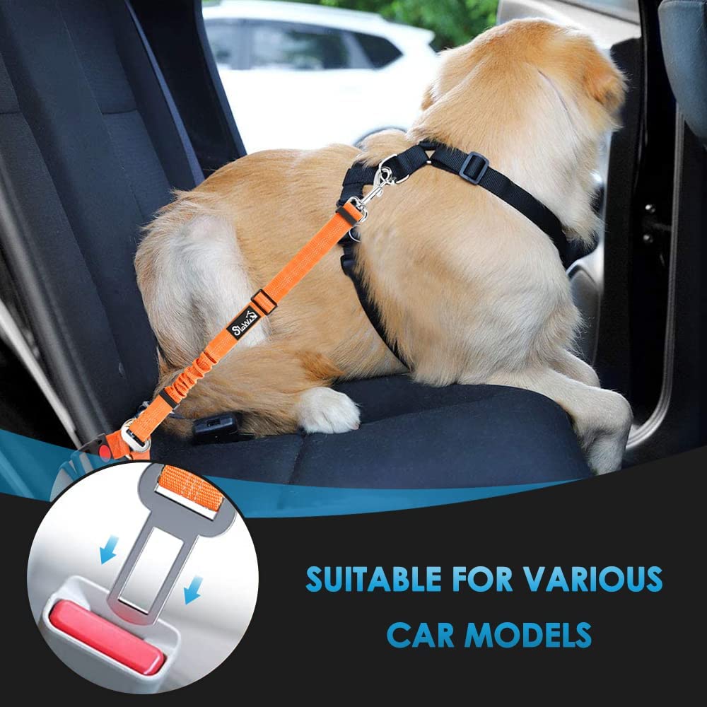 Lukovee dog car seat belt clip-rotation enables quick harness attachment