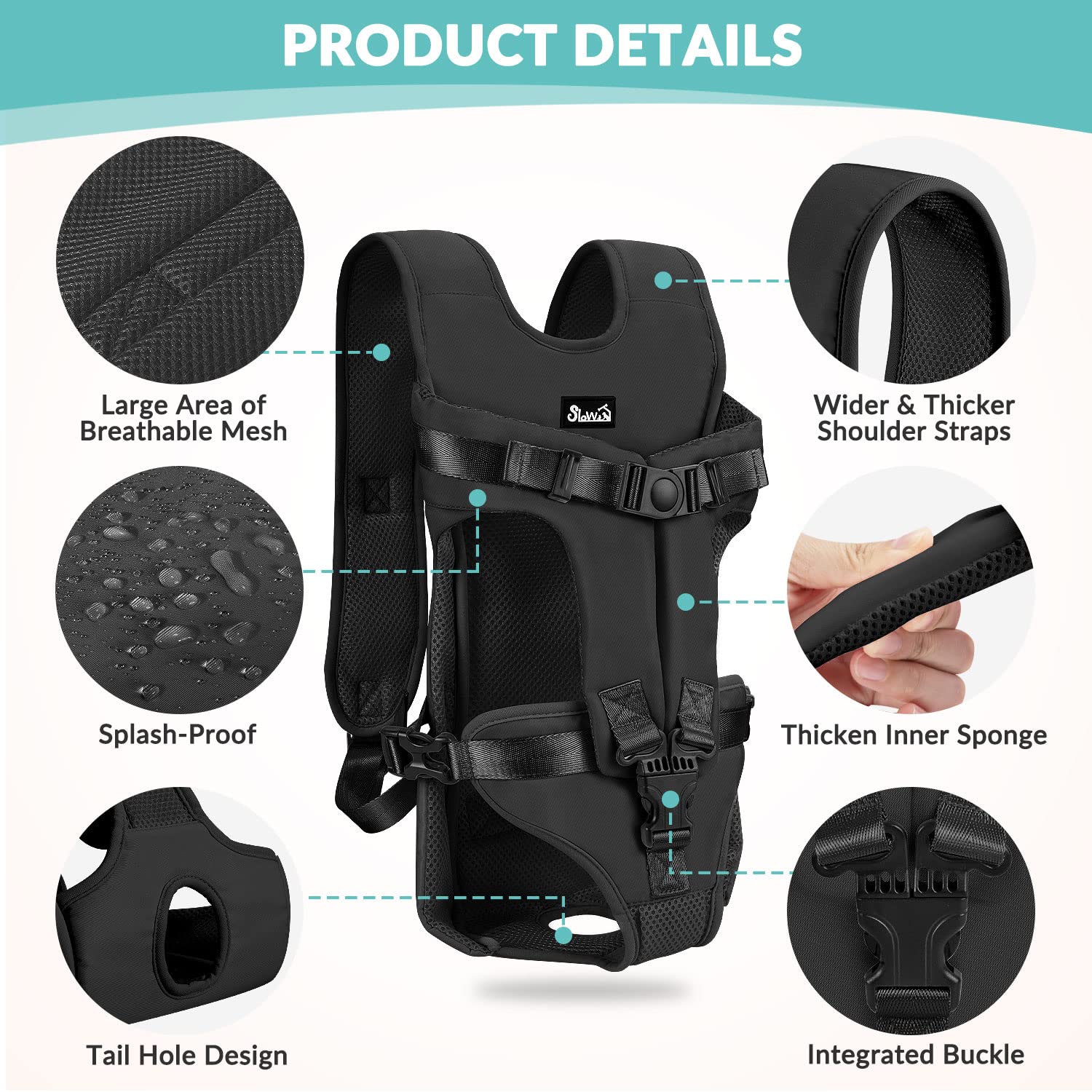 Lukovee dog carrier adjustable straps photo showcases customizable comfort on long walks.