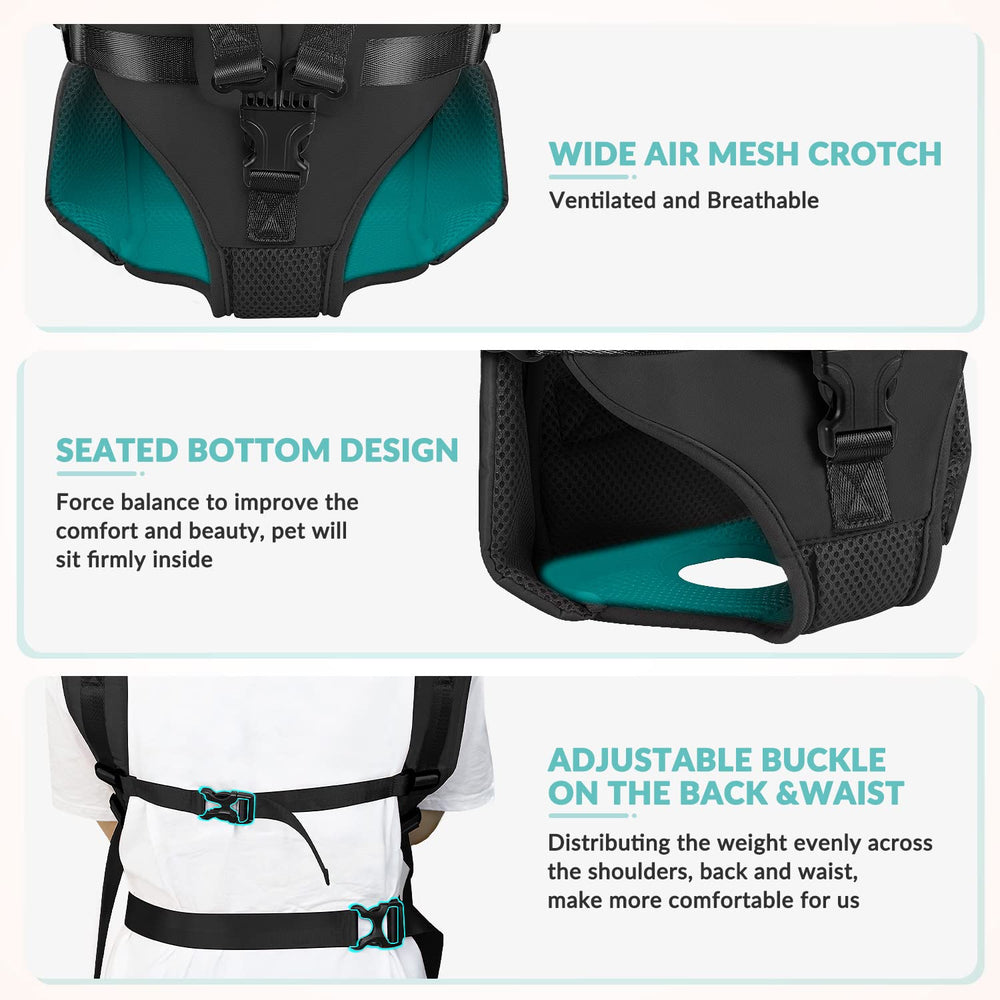 Lukovee dog front carrier safety buckles photo highlights easy secure closure.