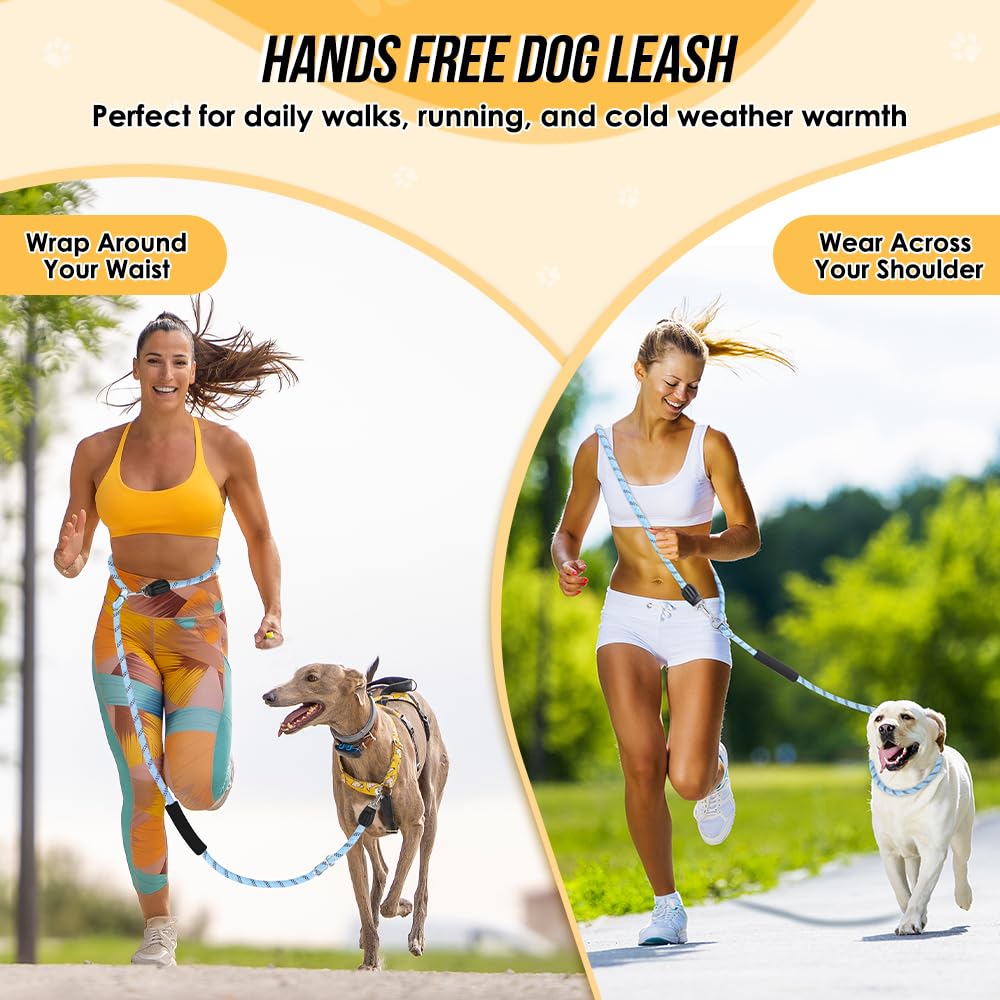 Lukovee shoulder-worn setup showing hands-free running with leash