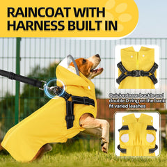 Lukovee dog raincoat built-in chest harness simplifies leash setup on adventures