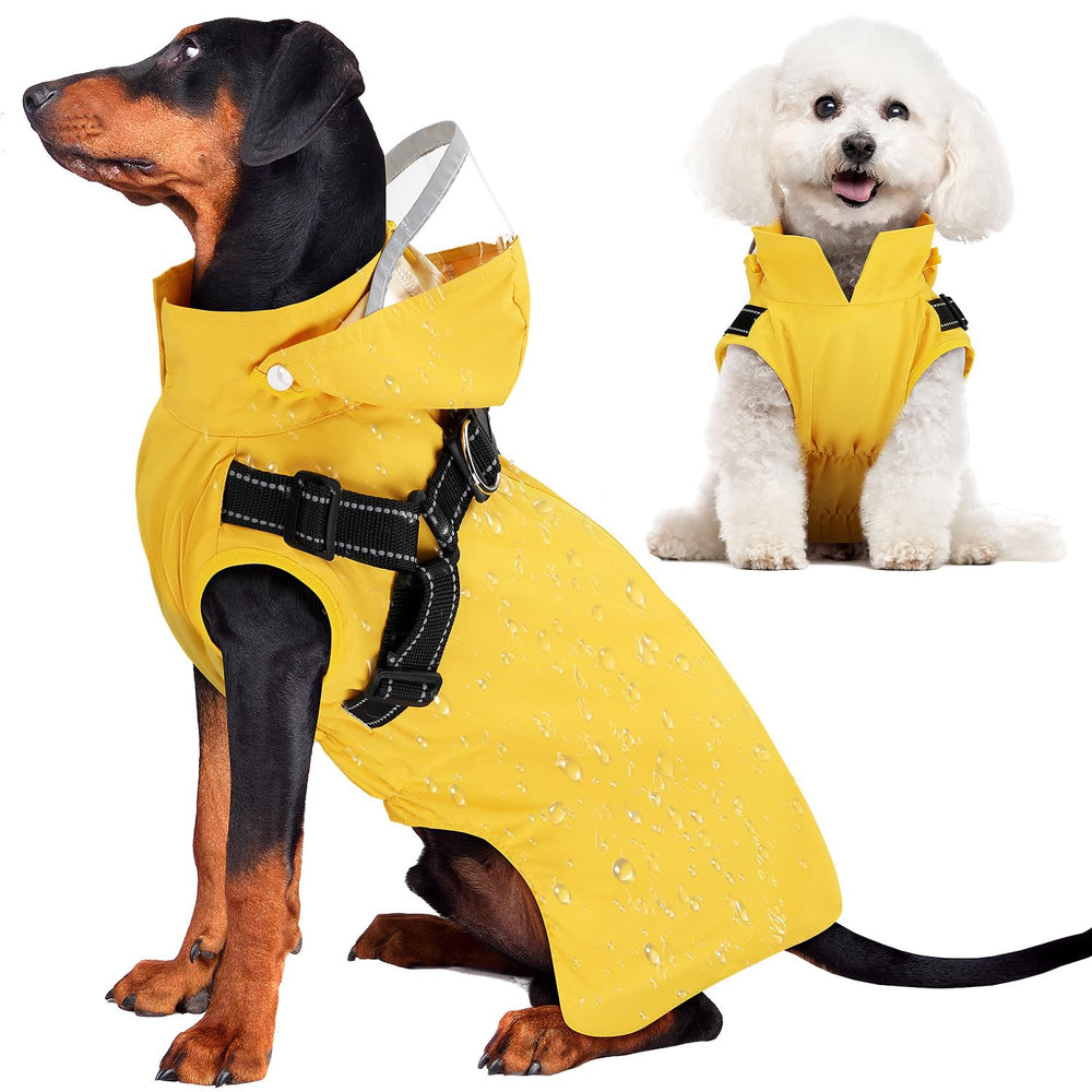 Lukovee dog raincoat waterproof exterior keeps your pet dry in heavy rain