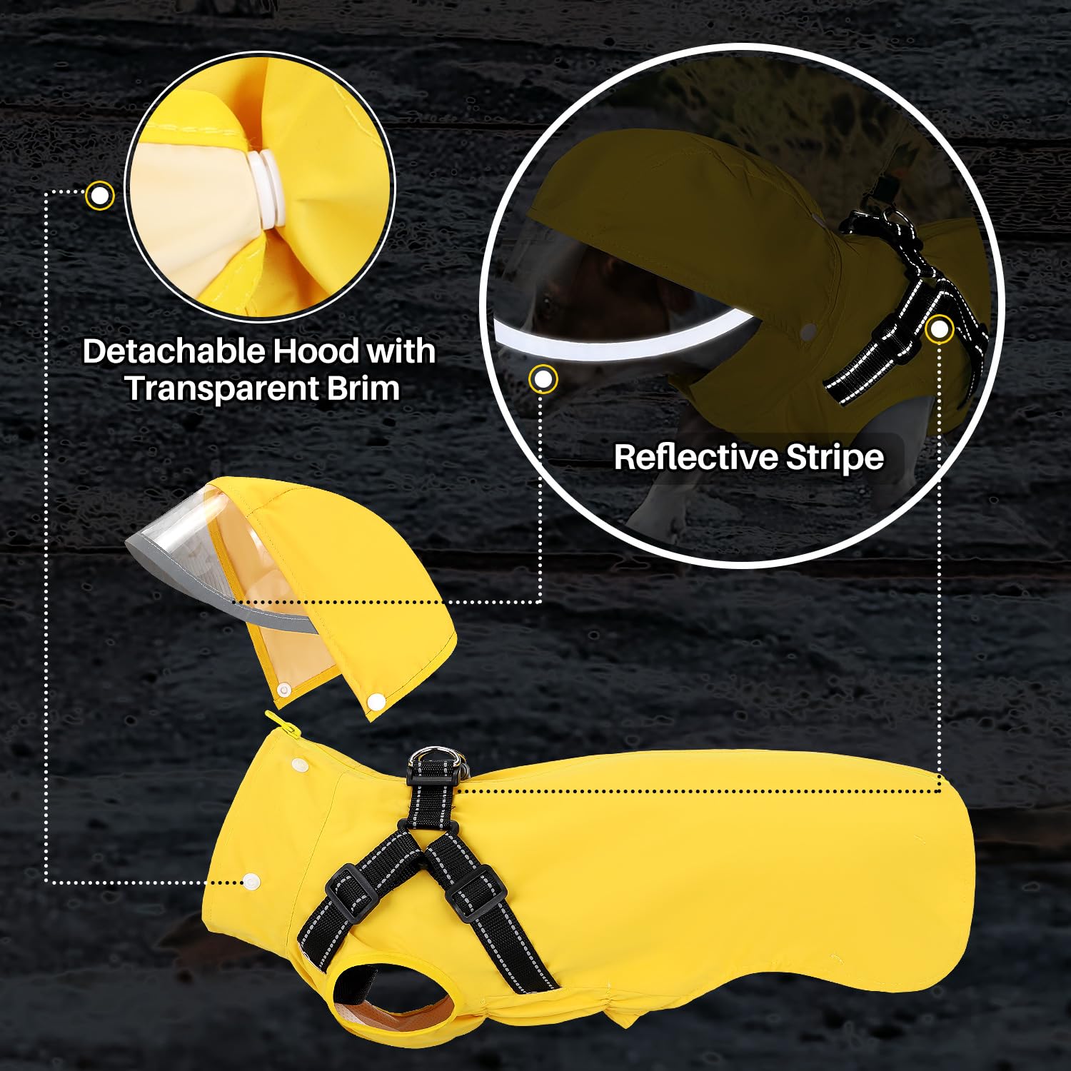 Lukovee dog raincoat waterproof zipper enables easy on and off