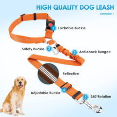 Lukovee dog seat belt elastic-bungee reduces jolts for a smoother ride