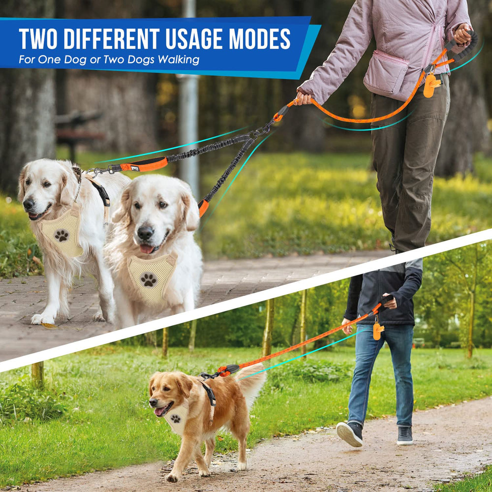 Lukovee double dog leash extendable-20-35-inches provides comfortable freedom without heavy pulling