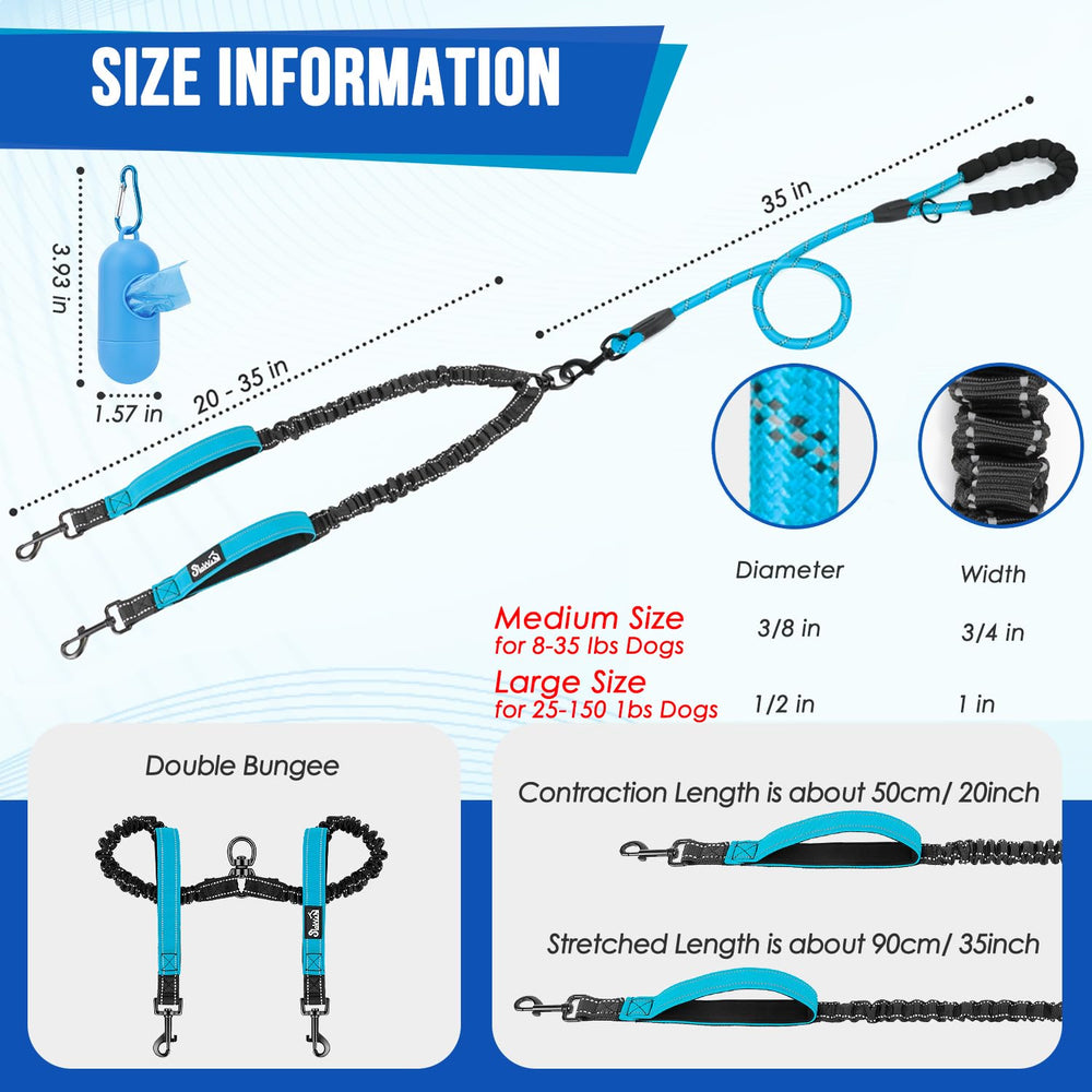 Lukovee Double Dog Leash free poop bag makes cleanup quick.