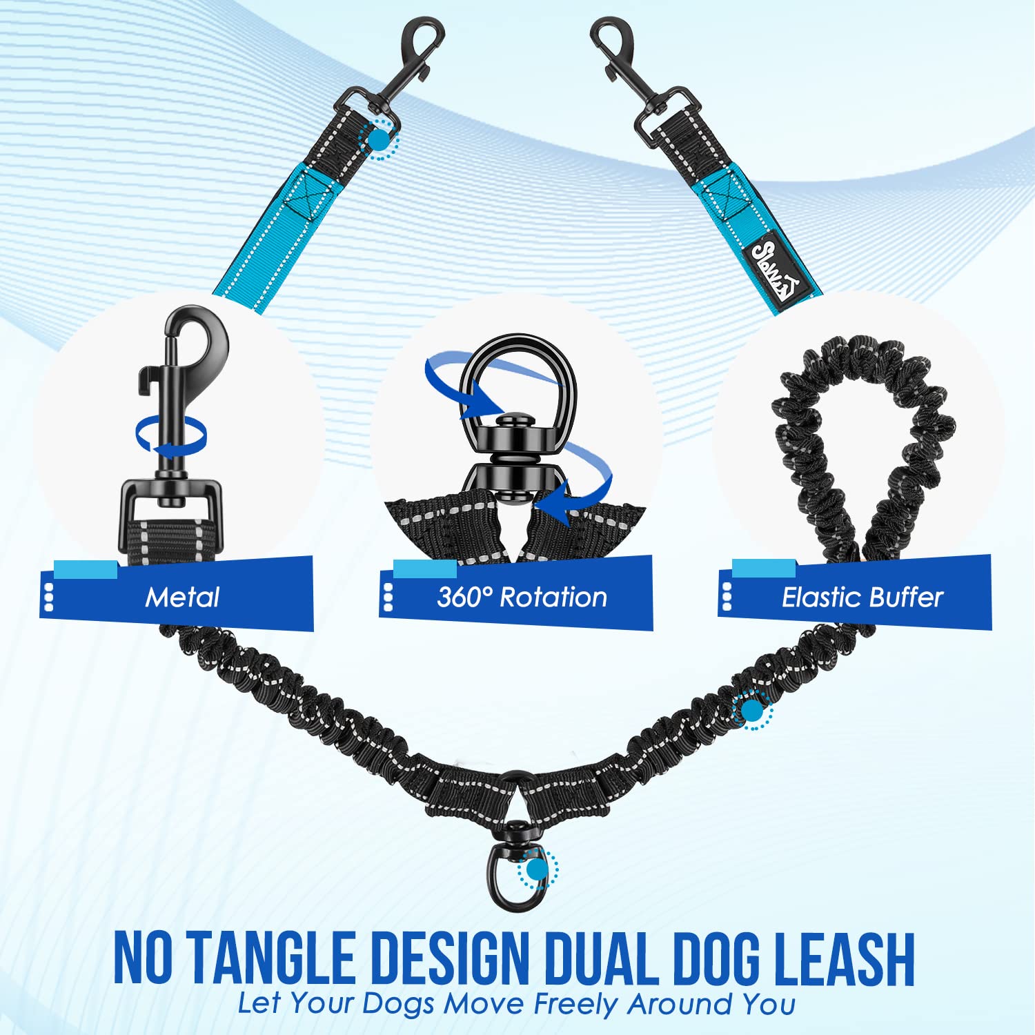 Lukovee Double Dog Leash two-dog splitter keeps your pets balanced.
