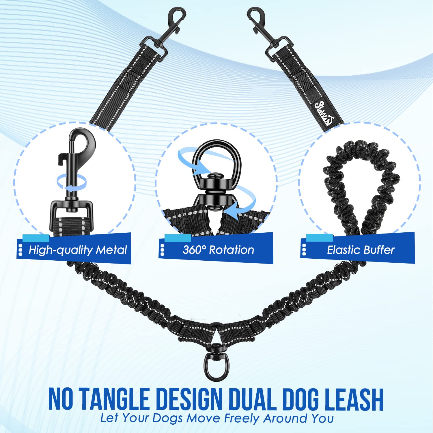Lukovee leash includes a free poop bag and metal ring for cleanup.