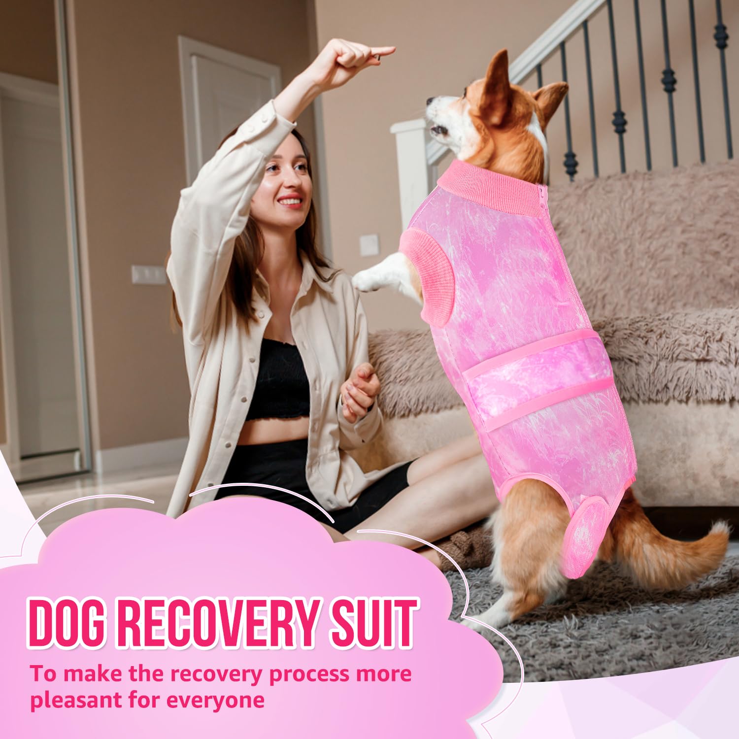Lukovee Recovery Suit pink tie-dye look adds comforting style