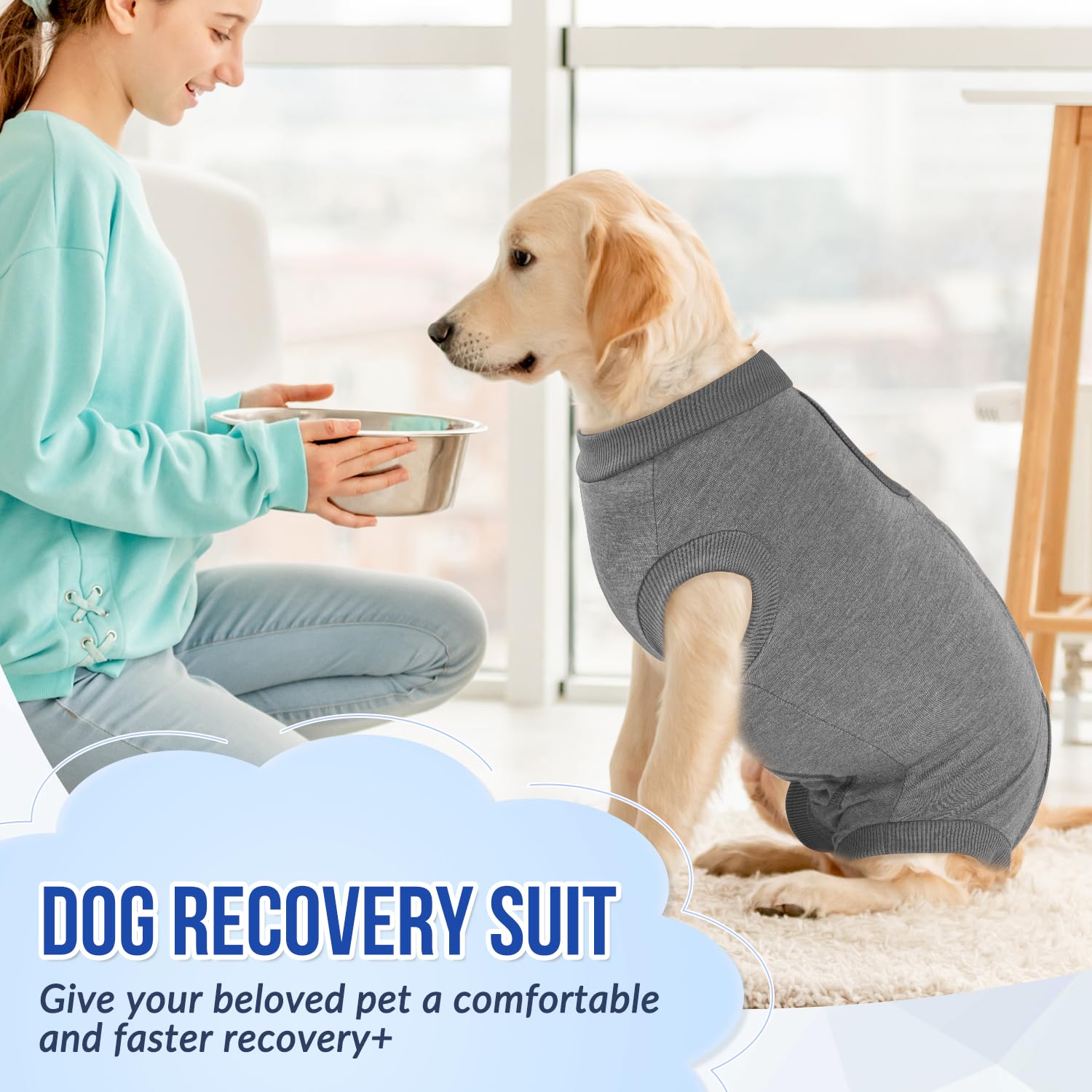 Lukovee recovery suit in multiple sizes offers a precise fit for many dogs.