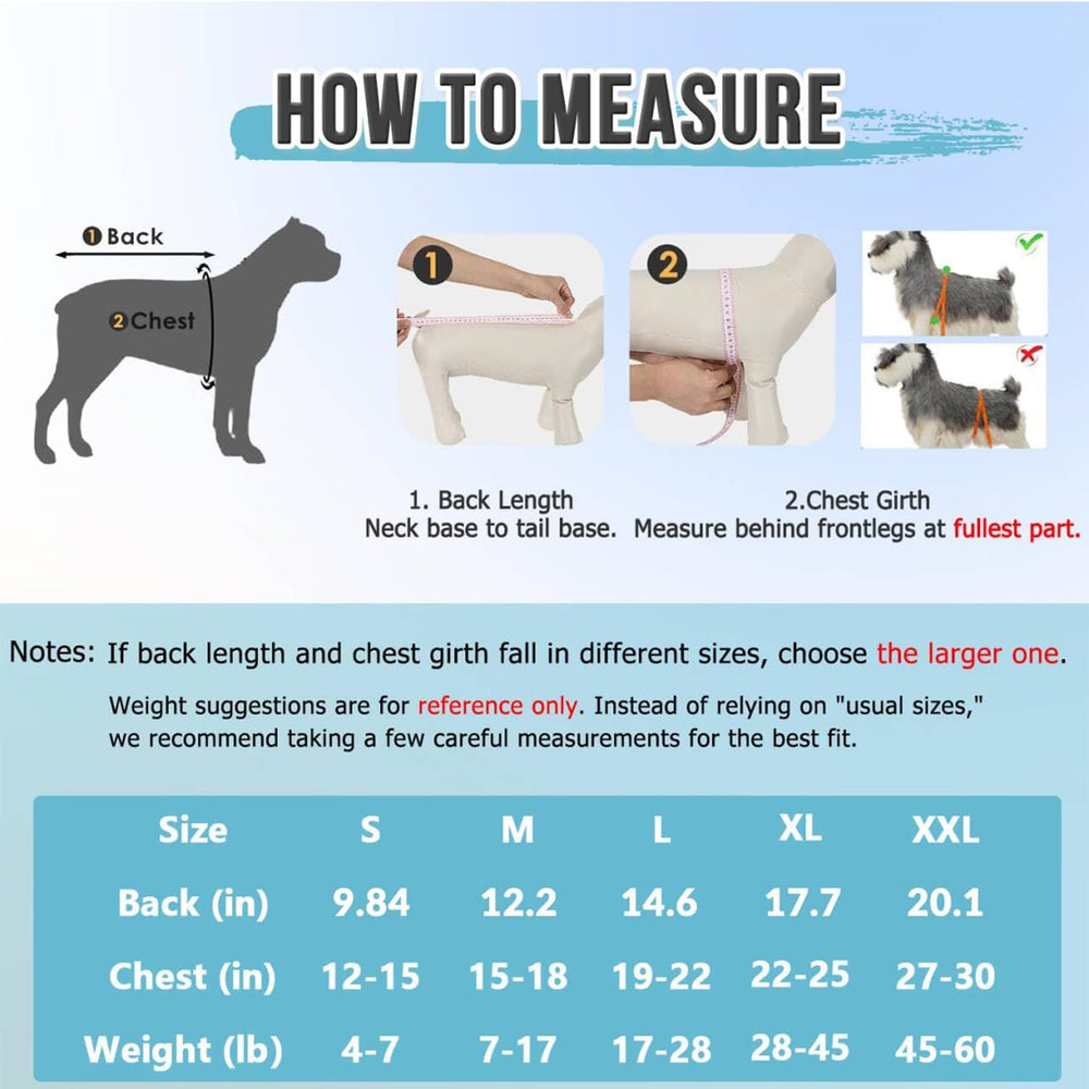 Lukovee dog recovery suit helps prevent licking and scratching of wounds.
