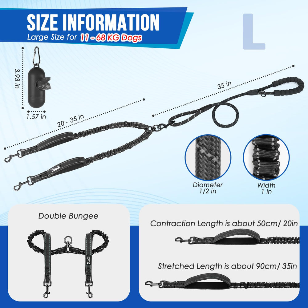 Lukovee two padded handles offer better control with two dogs.