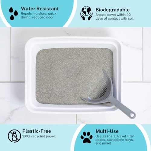 Luli & Cat disposable litter box side view demonstrates stable construction under heavy litter