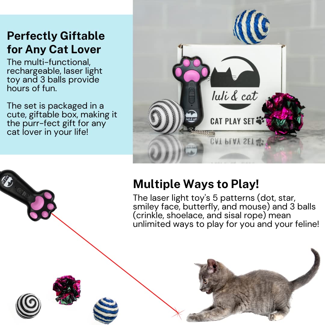 Luli & Cat USB-Rechargeable Laser Toy balls-chase set enhances playtime.