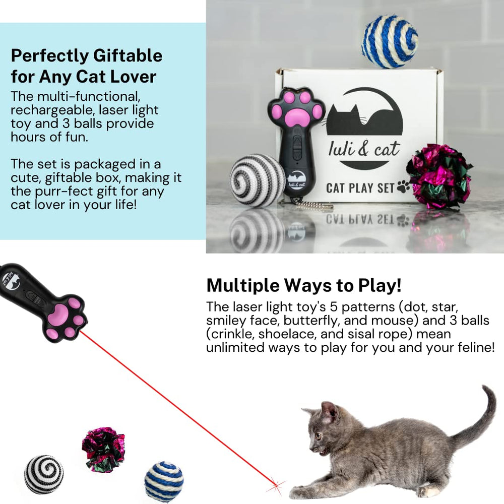Luli & Cat USB-Rechargeable Laser Toy balls-chase set enhances playtime.