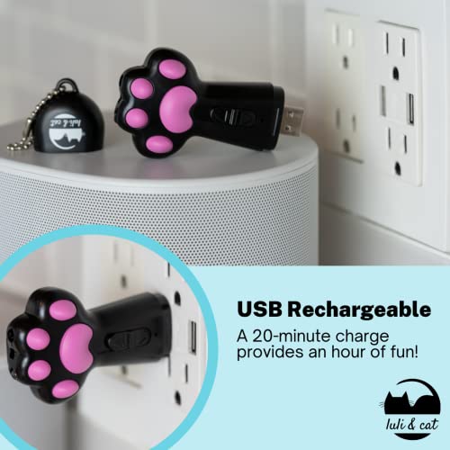Luli & Cat USB-Rechargeable Laser Toy red mode promotes interactive chasing.