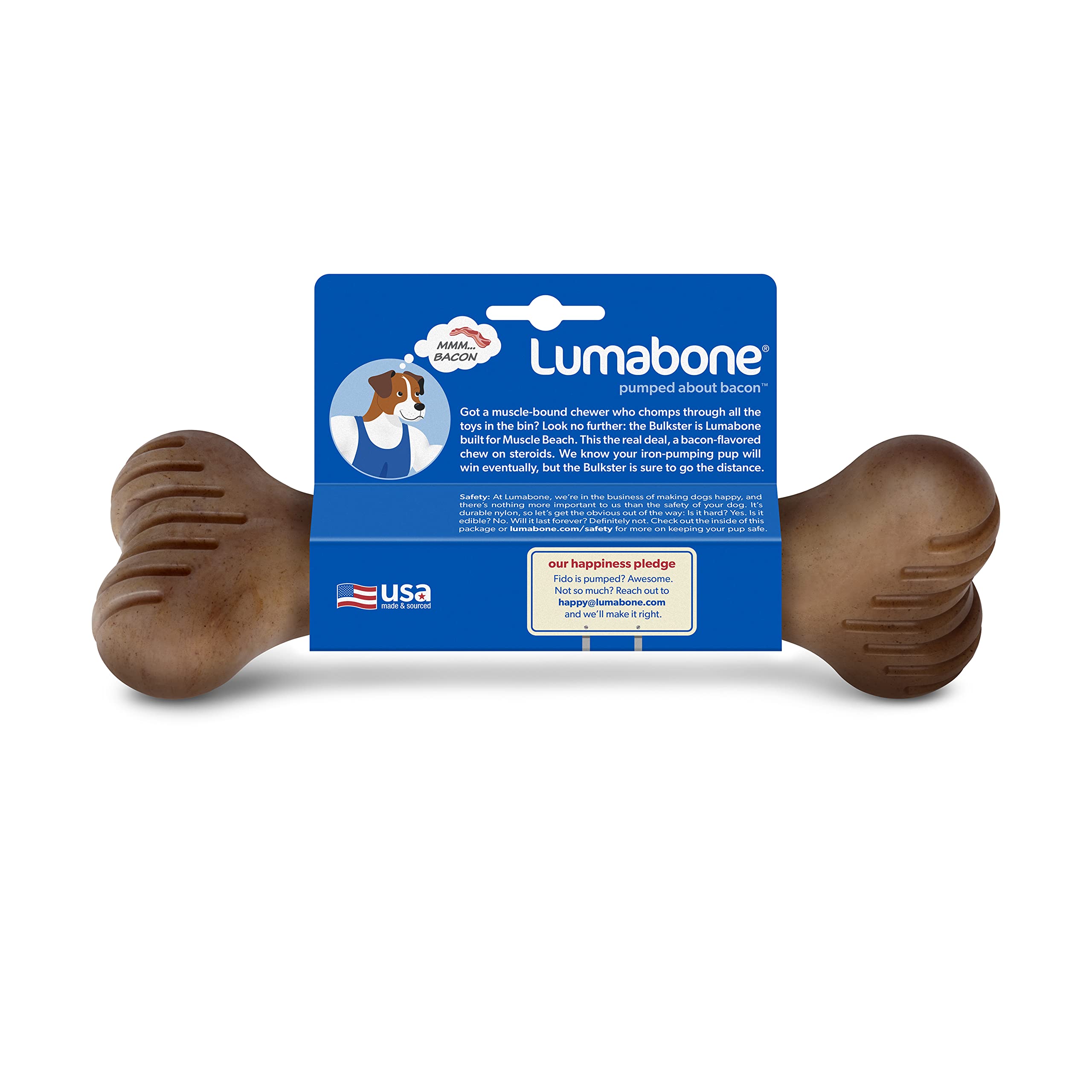 Lumabone Bulkster durable nylon bone withstands rigorous chewing sessions.