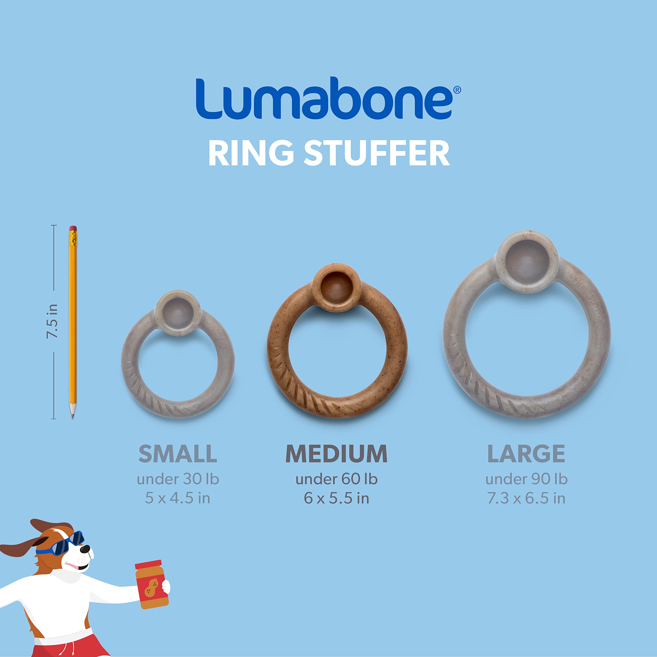 Lumabone Ring Stuffer wagging guarantee with responsive support for pet parents