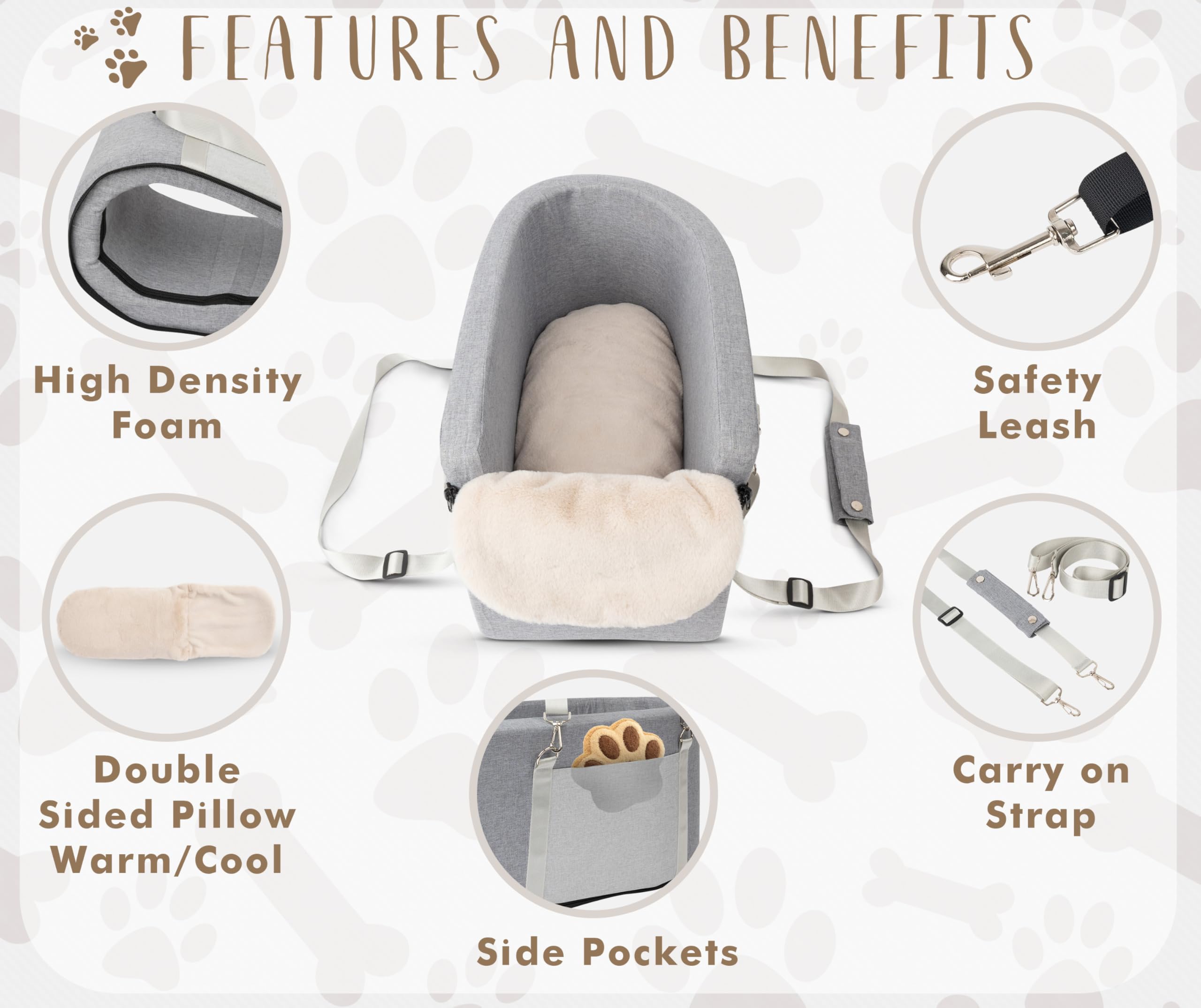 Lumies dog car seat adjustable-straps—secure, versatile fit across vehicles.