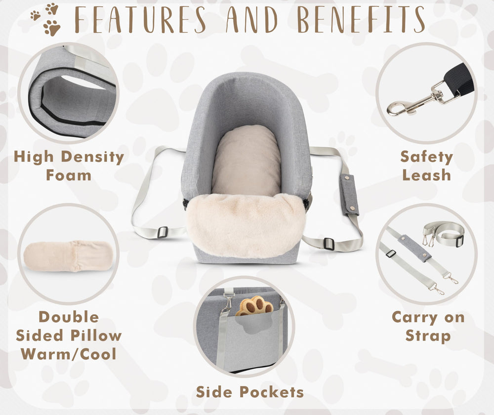 Lumies dog car seat adjustable-straps—secure, versatile fit across vehicles.