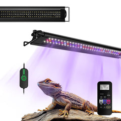 LuminPacific 12W UVB strip lamp remote control view enabling easy scheduling for bearded dragons