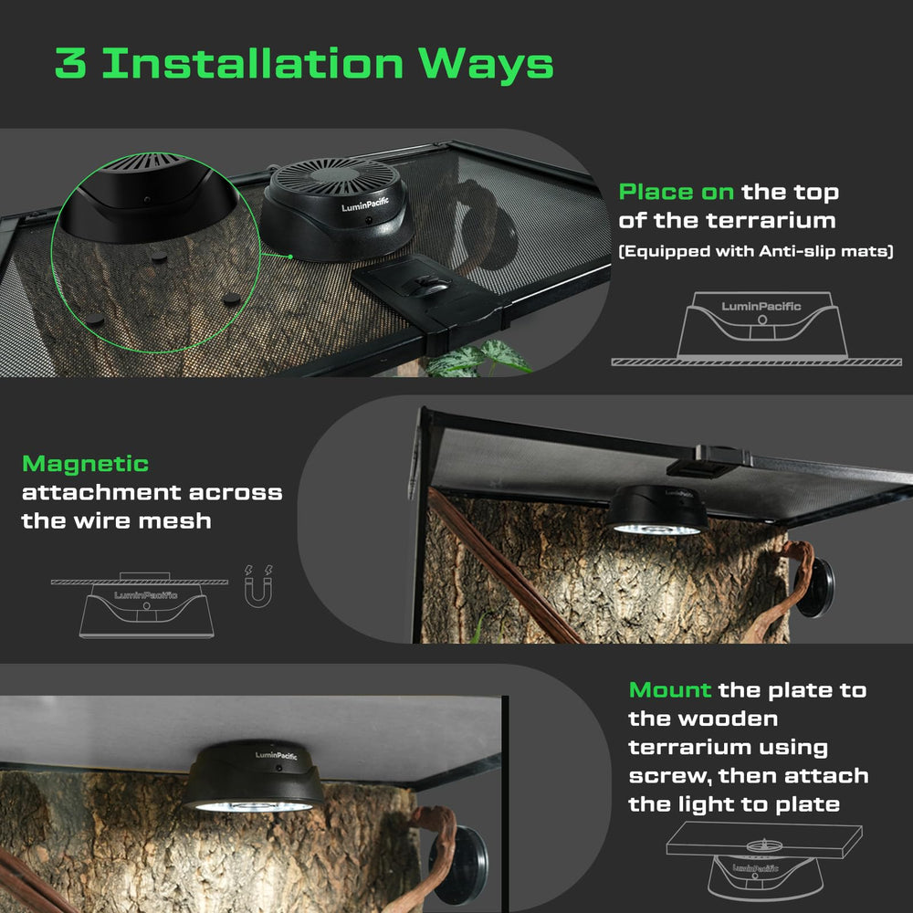 LuminPacific LED Reptiles Light magnet mat installation setup overview.