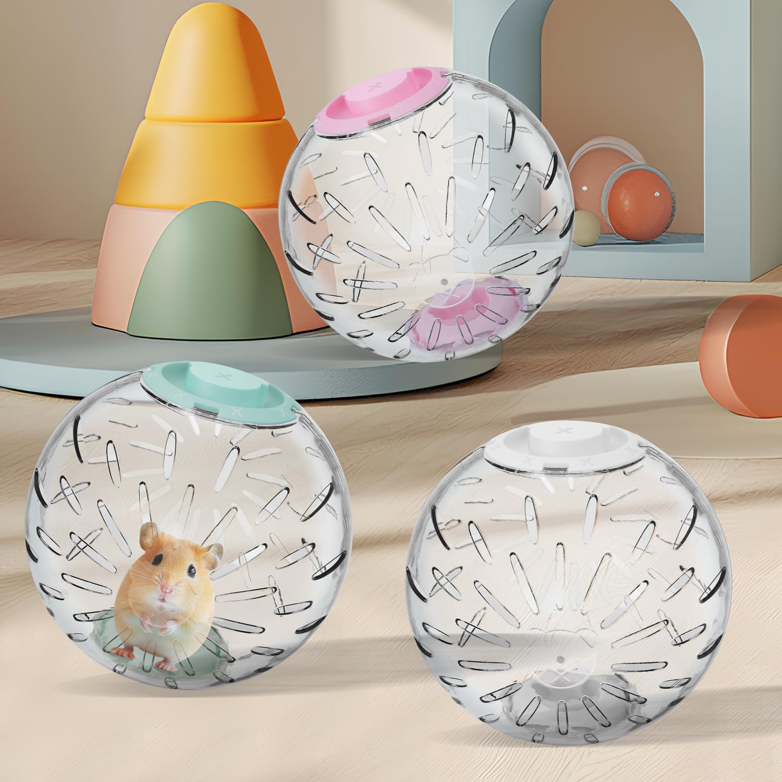 LummiPlay hamster ball transparent body highlights interior during exercise.