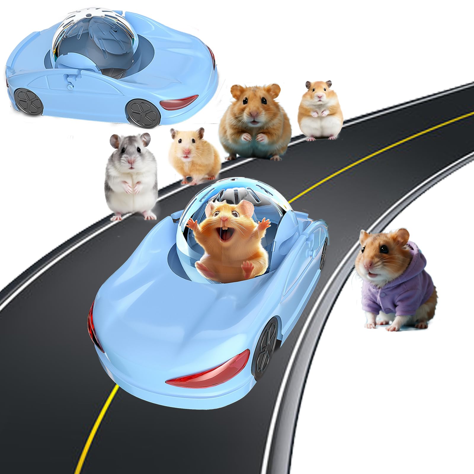 LummiPlay hamster exercise car blue exterior promotes daily activity.