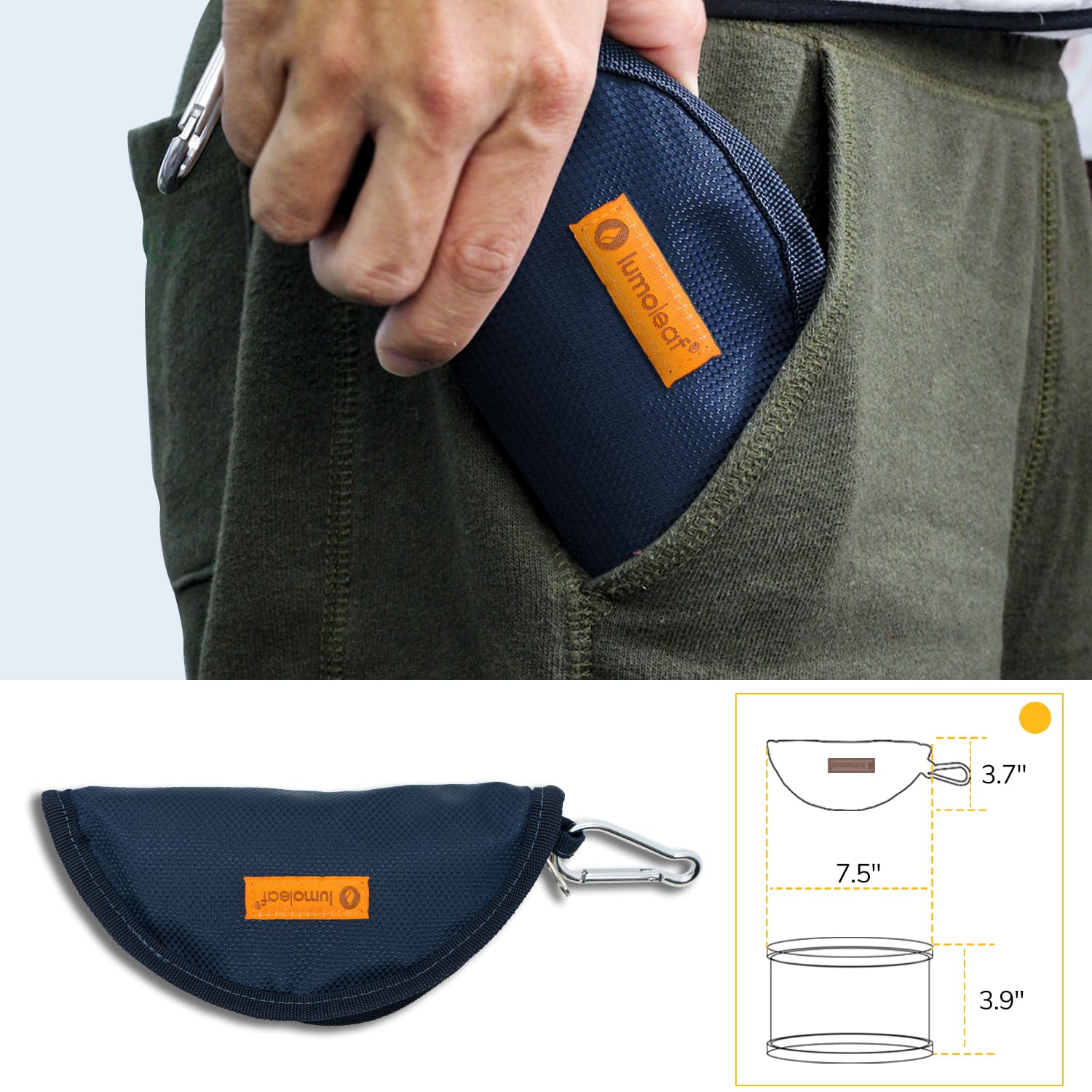 LumoLeaf collapsible dog bowls with carabiner for hands-free hiking and camping.