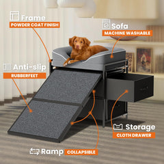 lunacme dog window bed anti-slip ramp demonstrates safe climbing and secure access.