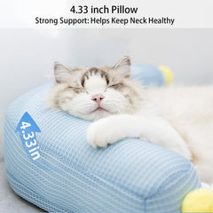 Lunale blue accents on cat bed showcasing stylish home decor appeal
