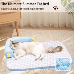 Lunale cat bed blue pillow closeup highlighting soft head support