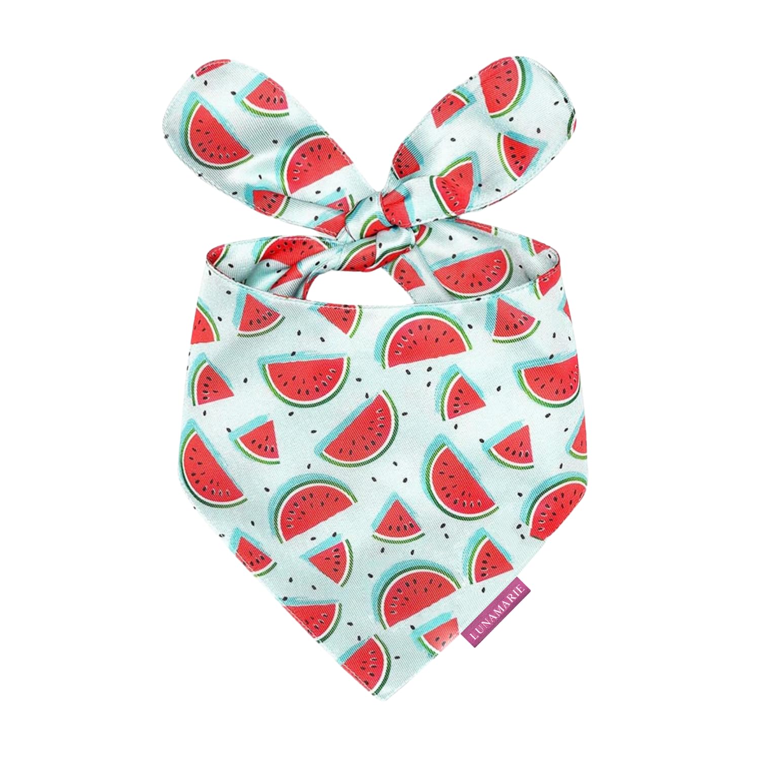 LunaMarie watermelon bandana soft fabric close-up highlighting premium craftsmanship and everyday comfort.
