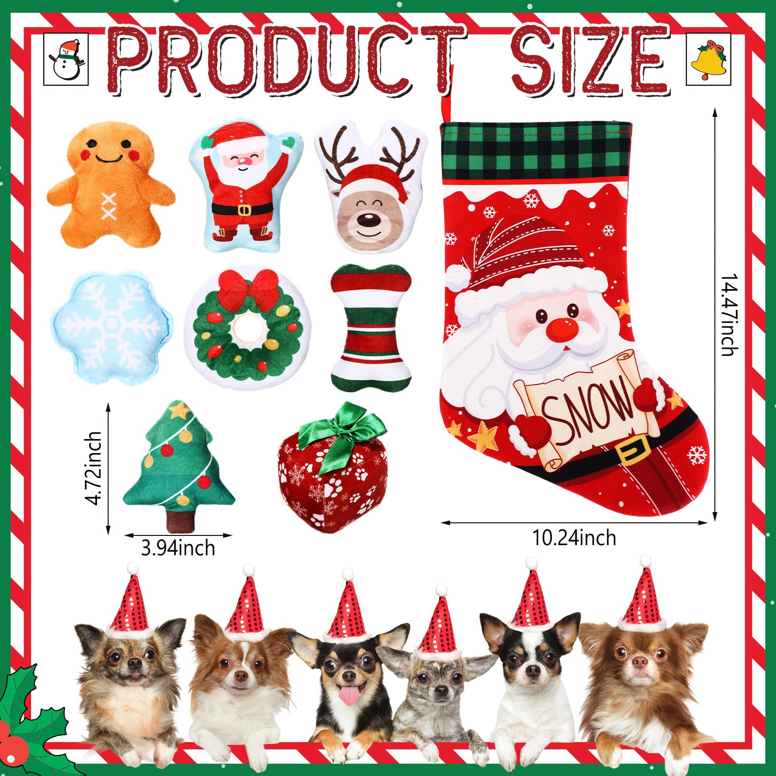 Lunmon Santa Claus dog toy: bright squeaky holiday fun for puppies.