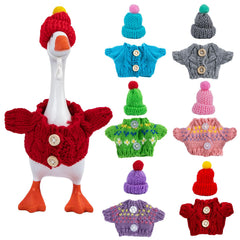 LUOHECAM desk goose outfits showcase six vibrant sweaters and hats for seasonal styling.