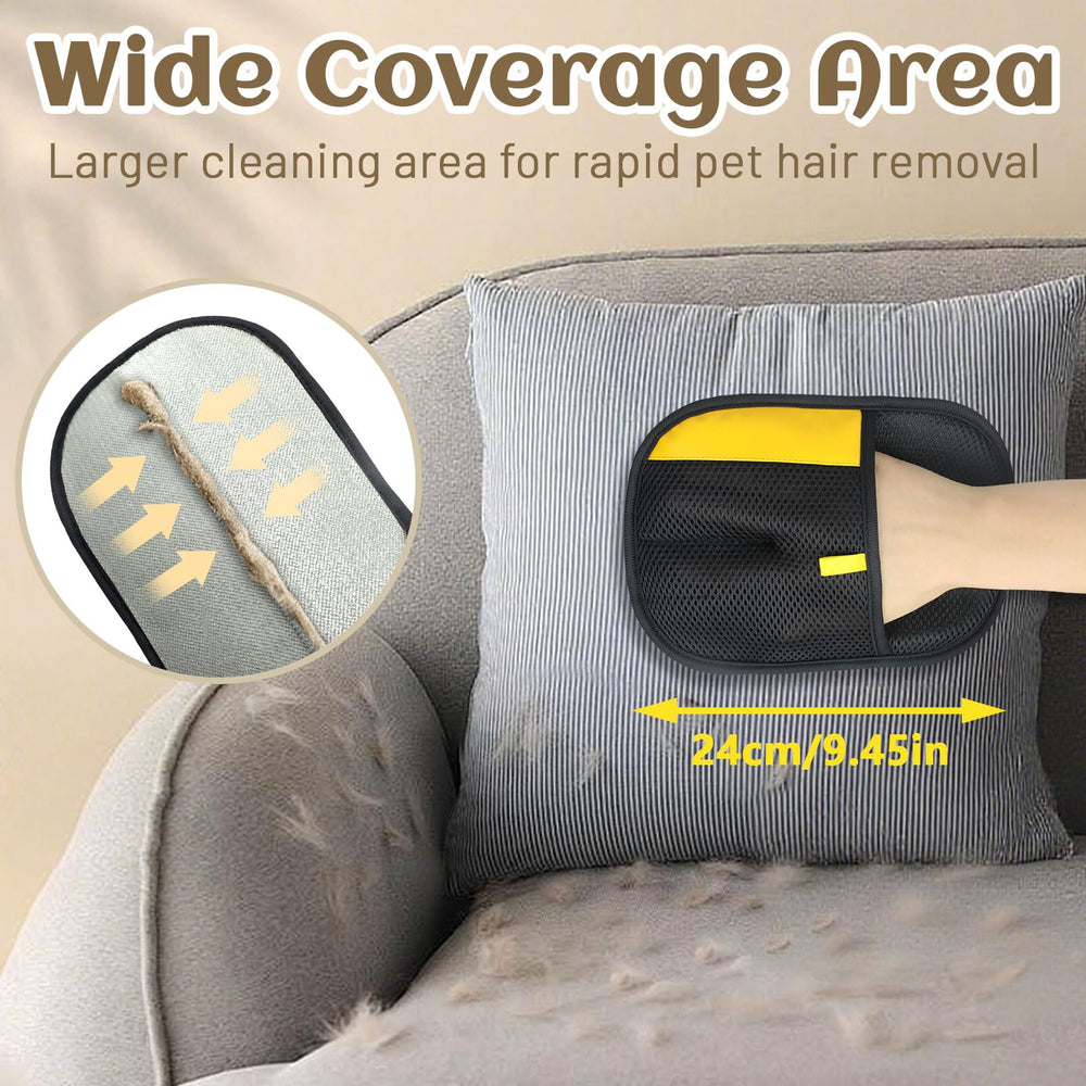 LUOMRTAN electrostatic remover captures pet hair quickly from couches, cars, and clothing.